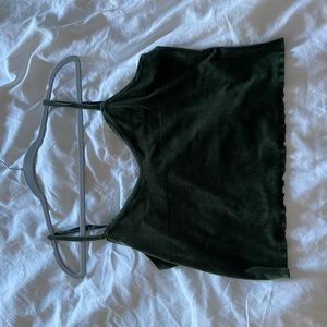 Green Velvet Crop Top